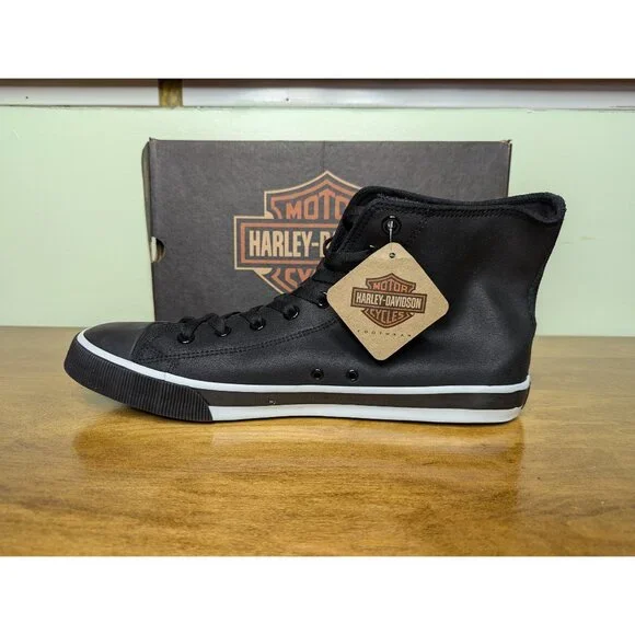 NWT Harley Davidson Baxter Leather Sneakers Mens 13 High Top Willie G Biker Blk